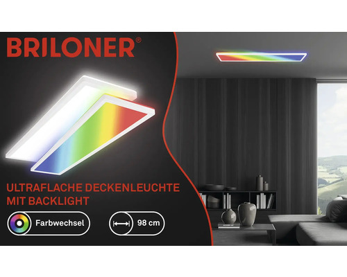 Dimbaar LED-paneel 36W 4800 lm 4000 K RGBW kleurveranderend 20x98 cm slank wit + achtergrondverlichtingseffect + afstandsbediening