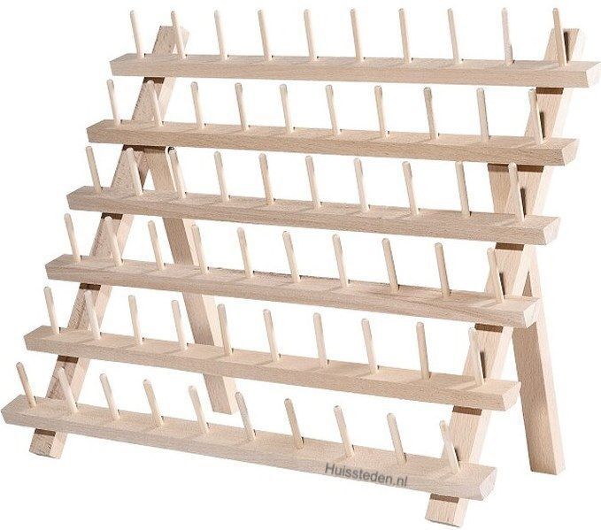 Houten Garenrek - 32x40 cm - Voor 60 Klosjes - Muurbevestiging