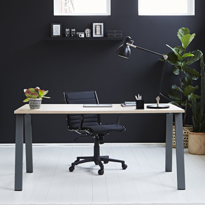 Bureau droit ECLA profondeur 80 cm piètement métal