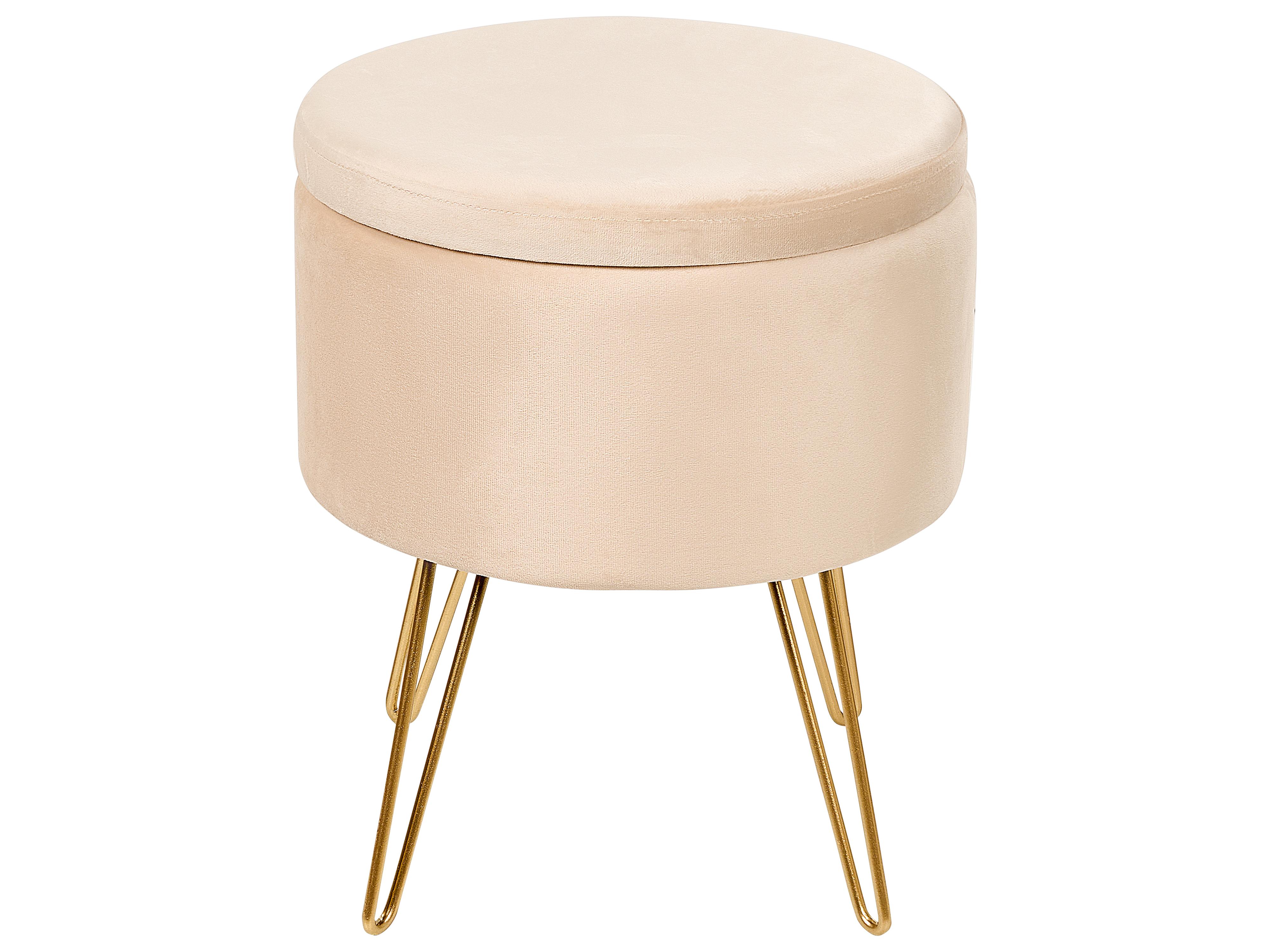 Poef met opbergruimte SILAS Fluweel Lichtbeige