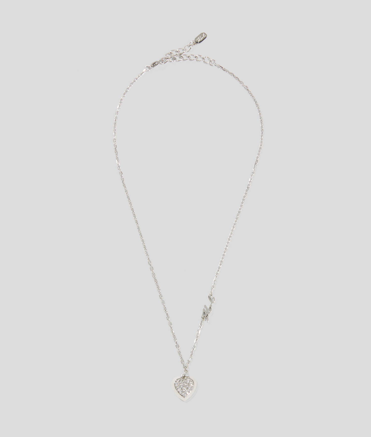 Collier à breloque en forme de cœur pavé - Argent