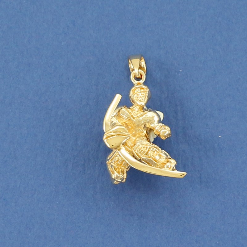 Pendentif gardien de hockey - Plaqué or