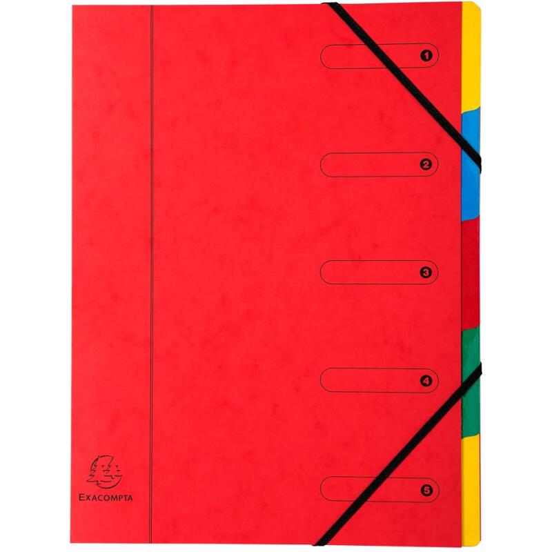Trieur Harmonika fenêtres imprimées Véritable carte lustrée 5 compartiments - Couleurs assorties