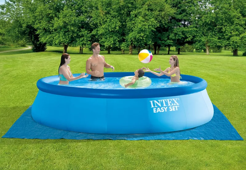 INTEX Easy Set 26166NP - 457 x 107 cm - Inkl. Pumpe, Stige, Cover & Underlag 12.430 L