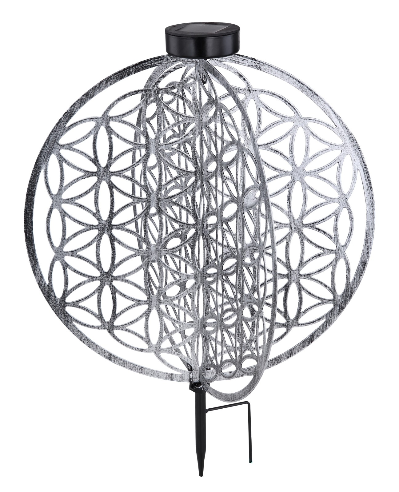 Solarleuchte mit Lebensblume - silberfarben - Metall