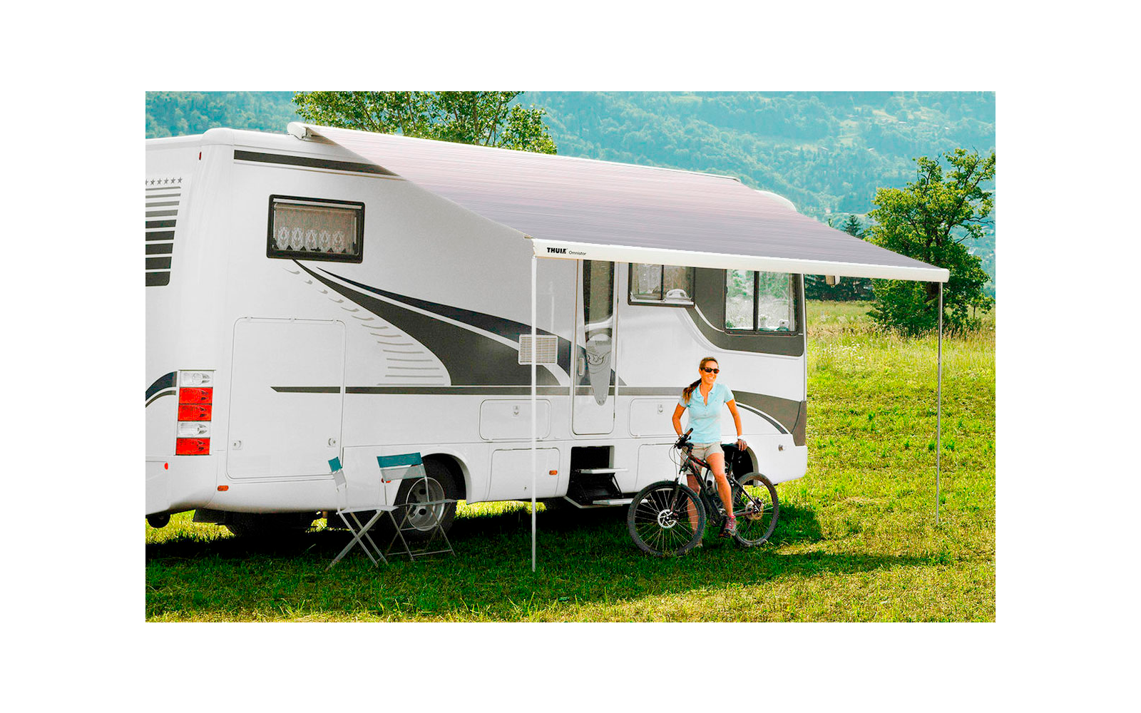 Thule Omnistor 9200 Dachmarkise Weiß Tuchfarbe Mystic Grau Länge 4 m