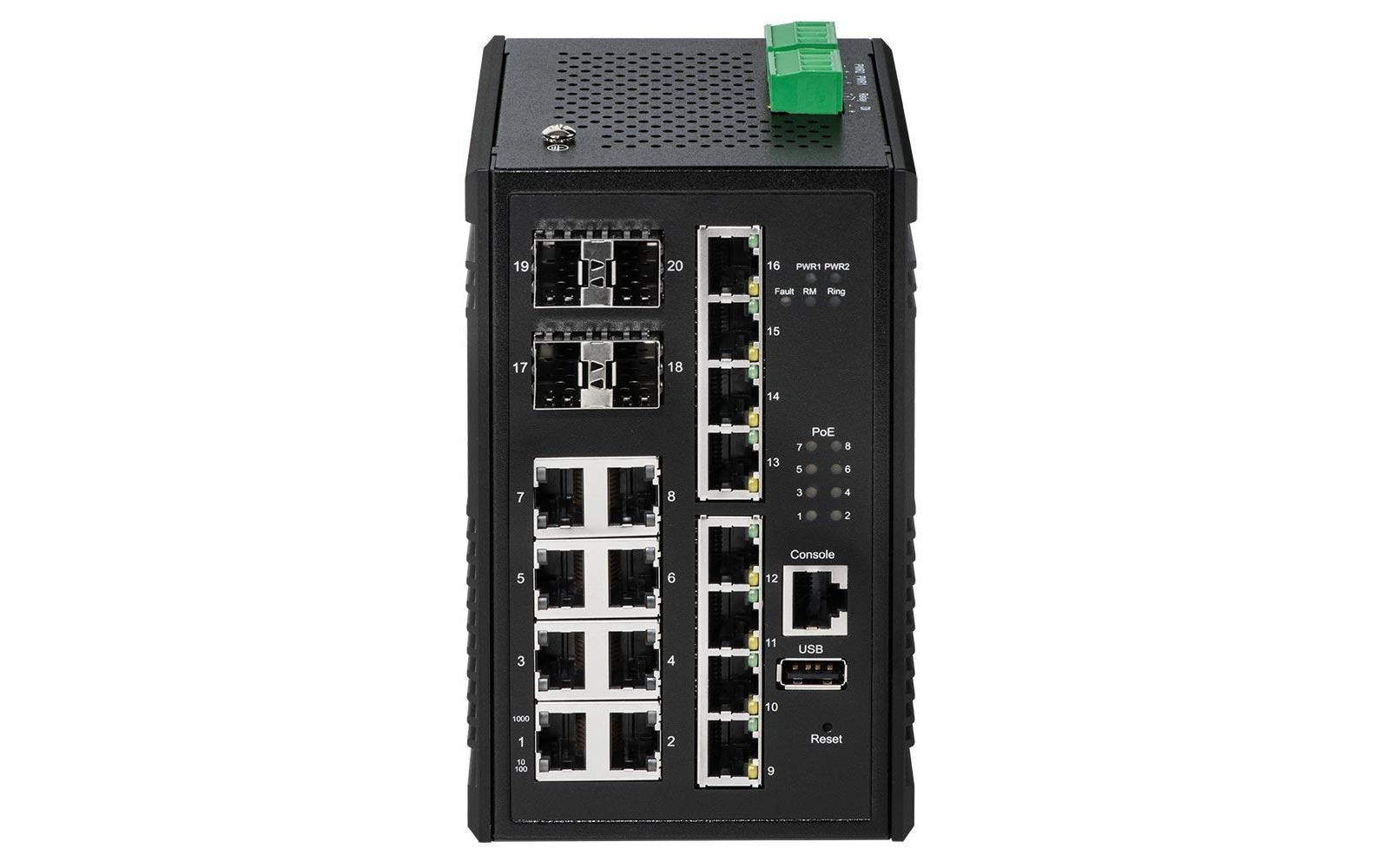 Rail PoE+ Switch IGS-5416P 20 Port<br>Cloud-Managed