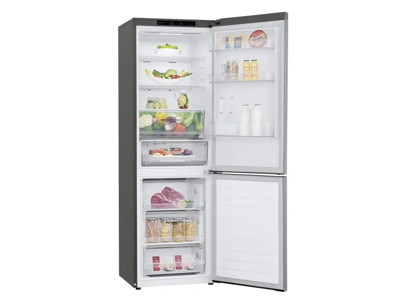 LG GBB61PZJMN - Køleskab/fryser - bund-fryser - bredde: 59.5 cm - dybde: 68.2 cm - højde: 186 cm - 341 liter - Klasse E - skinnende stål