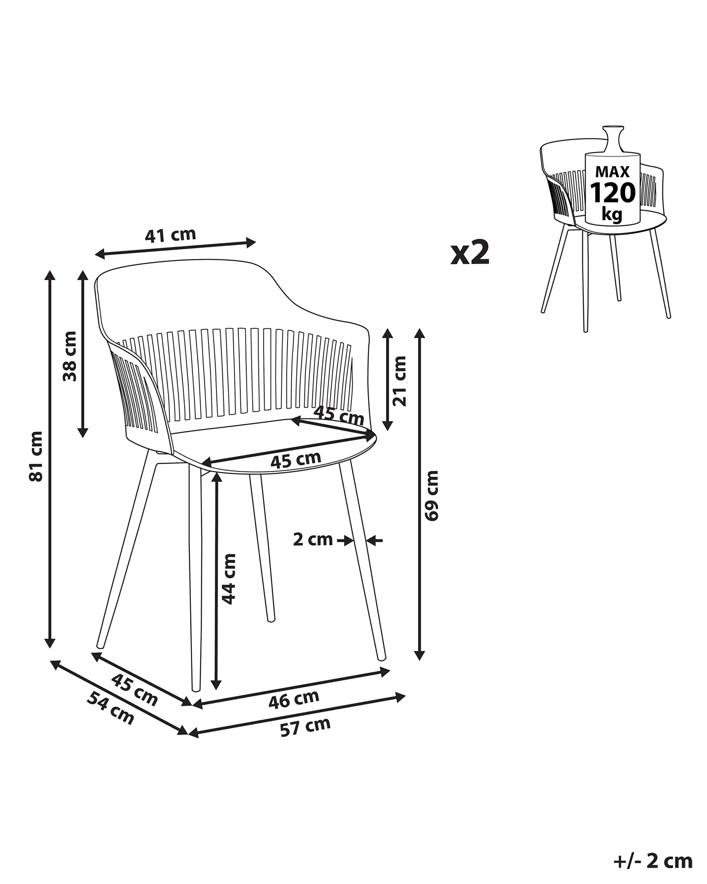 Set van 2 eetkamerstoelen BERECA Wit