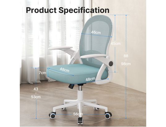 RATTANTREE - Chaise de bureau maille dossier moyen bleue