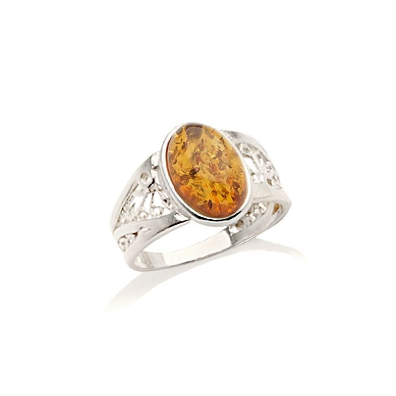 Bague argent 925 Ambre veritable de la mer Baltique