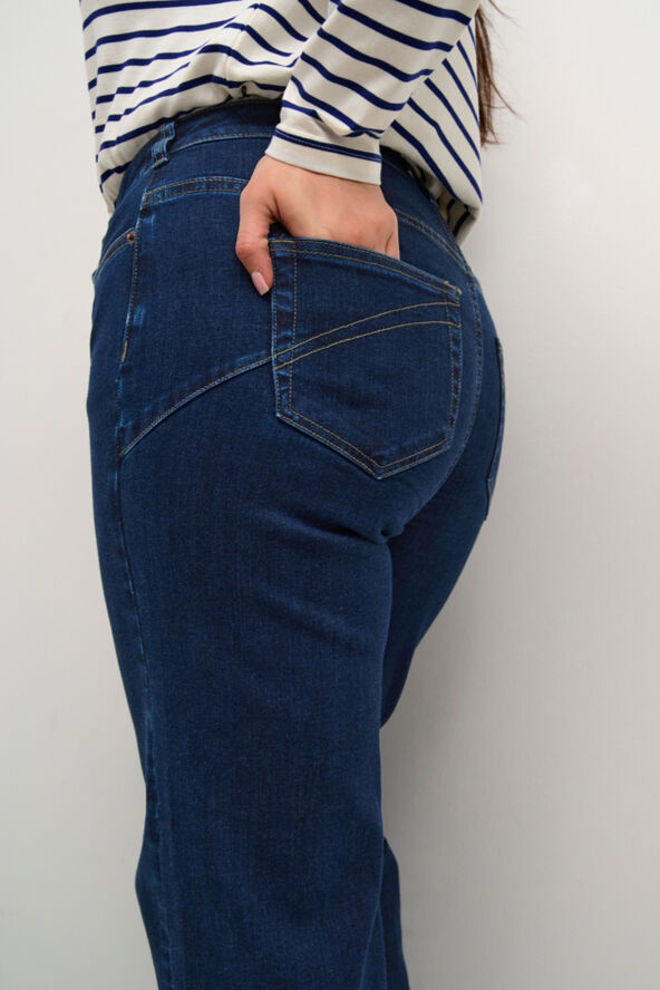 Kaffe Curve KCkanna Flora Flared Jeans Washed blue denim