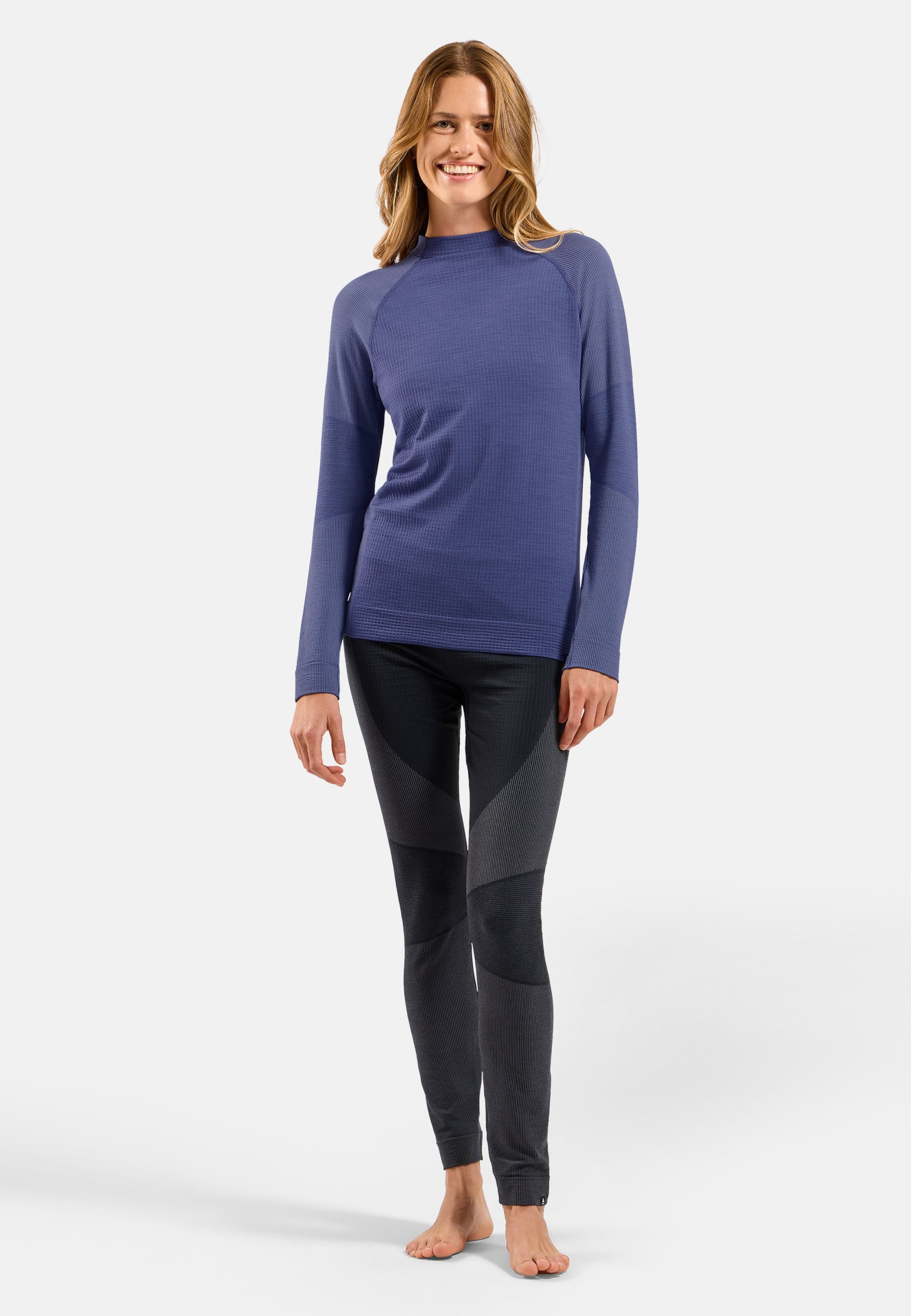 Seamless Performance Wool Funktionsshirt mit Rundhalsausschnitt in Skipper Blue