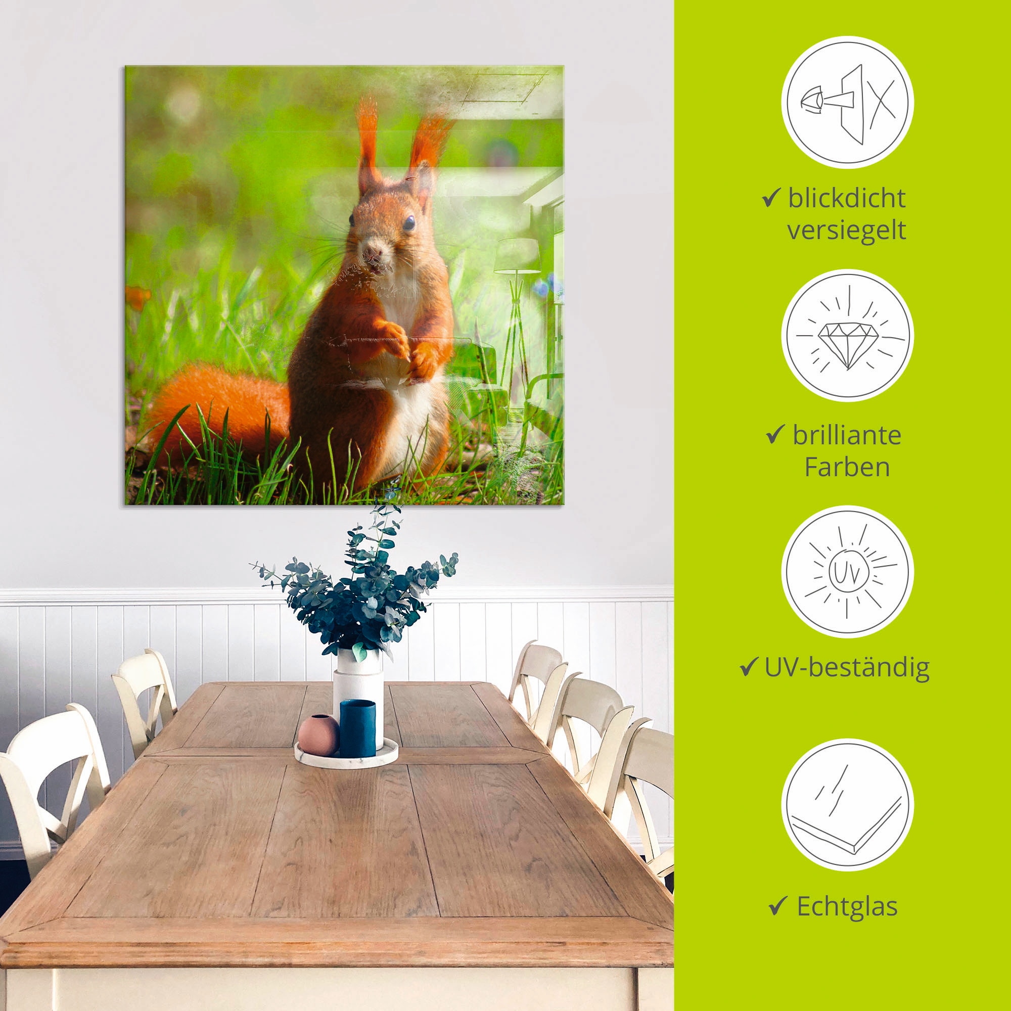 Artland Glasbild »Eichhörnchen Kontakt« Wildtiere 1 Stk. tlg. in verschiedenen Grössen
