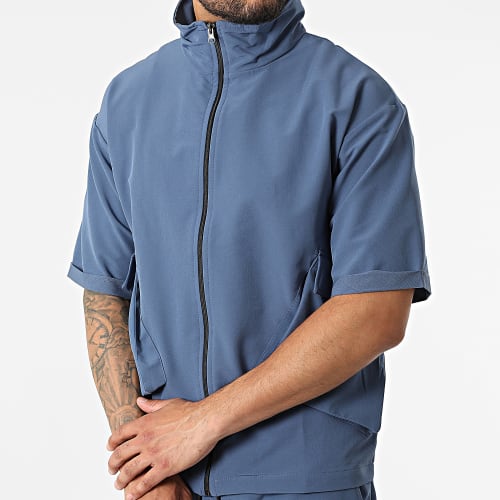 Ensemble Tee Shirt Zippé Jogger Pant F22-911T Bleu Marine