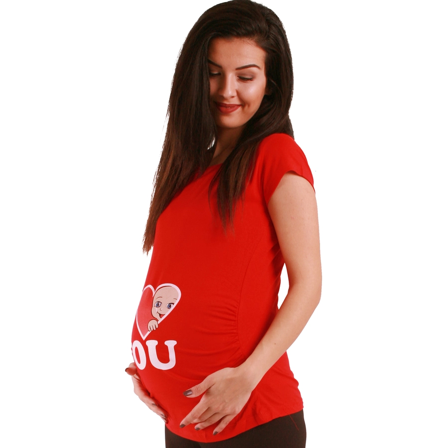M.M.C. Umstandsshirt I Love You mit Motiv Rot