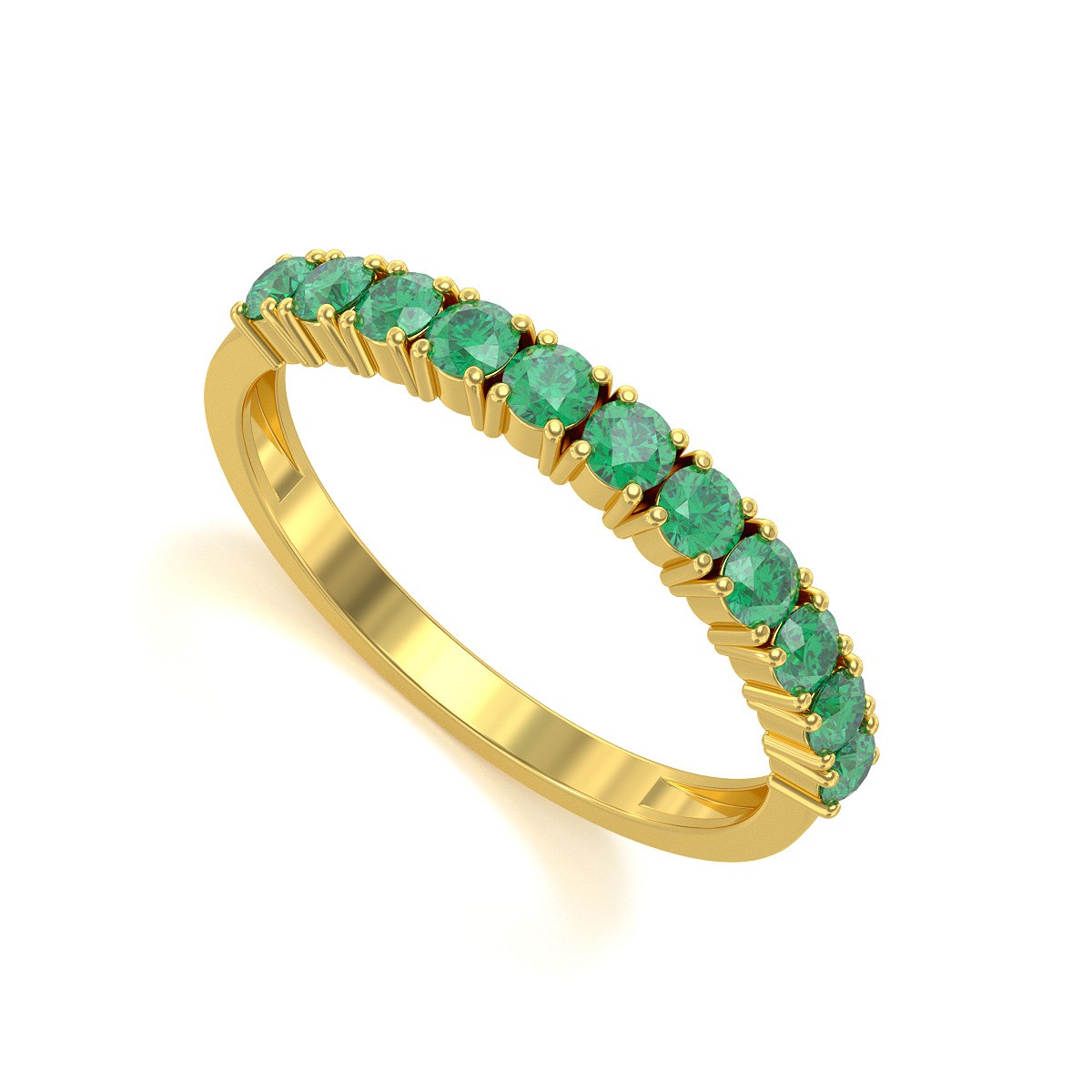 Bague ADEN Or 585 Jaune Emeraude 1.64grs