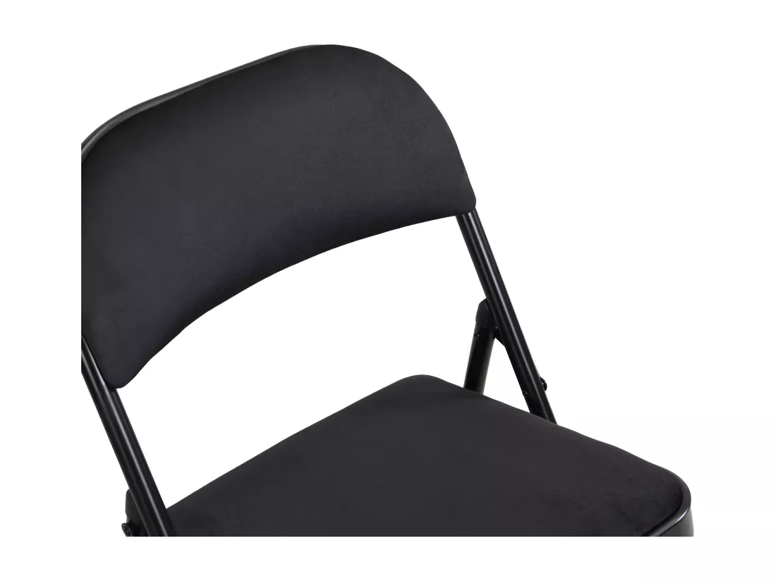 Lot de 6 chaises pliantes en velours et métal - Noir - ORTENSIA