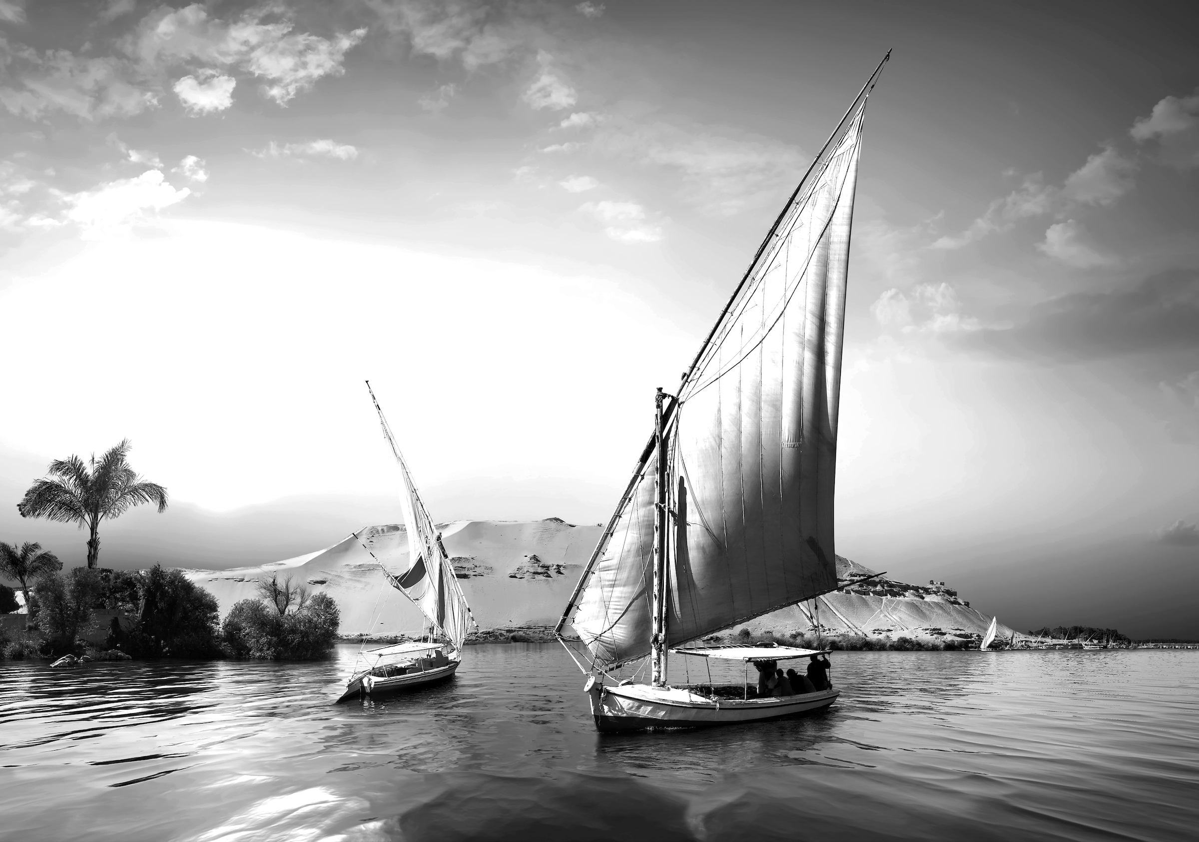 Papermoon Fototapete »Boote Schwarz & Weiss«