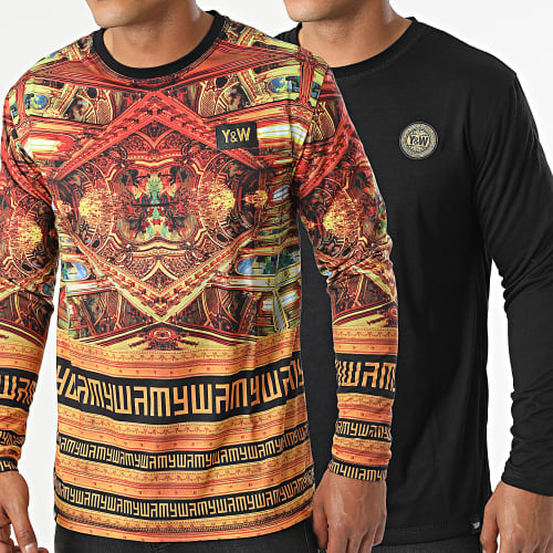 Tee Shirt Manches Longues Barok Noir Orange Renaissance Réversible