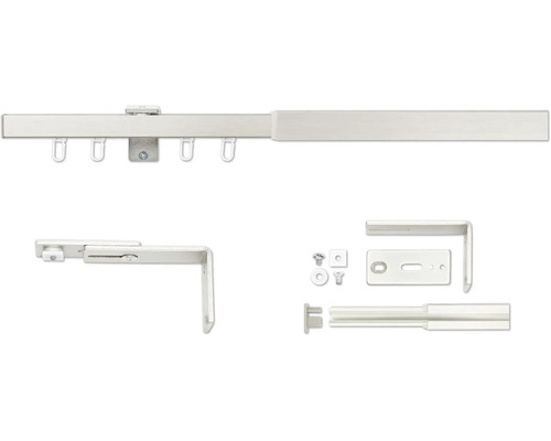 Gordijnroedeset, binnenrail, uitschuifbaar, geheel in RVS-look, 120-210 cm, Ø 17/21 mm