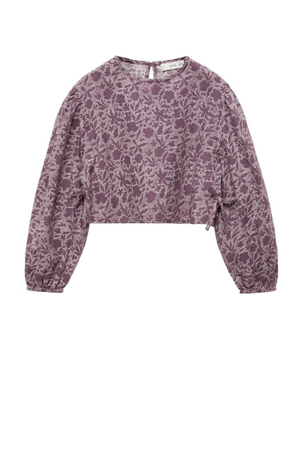 Mango Kids crop top met all over print paars