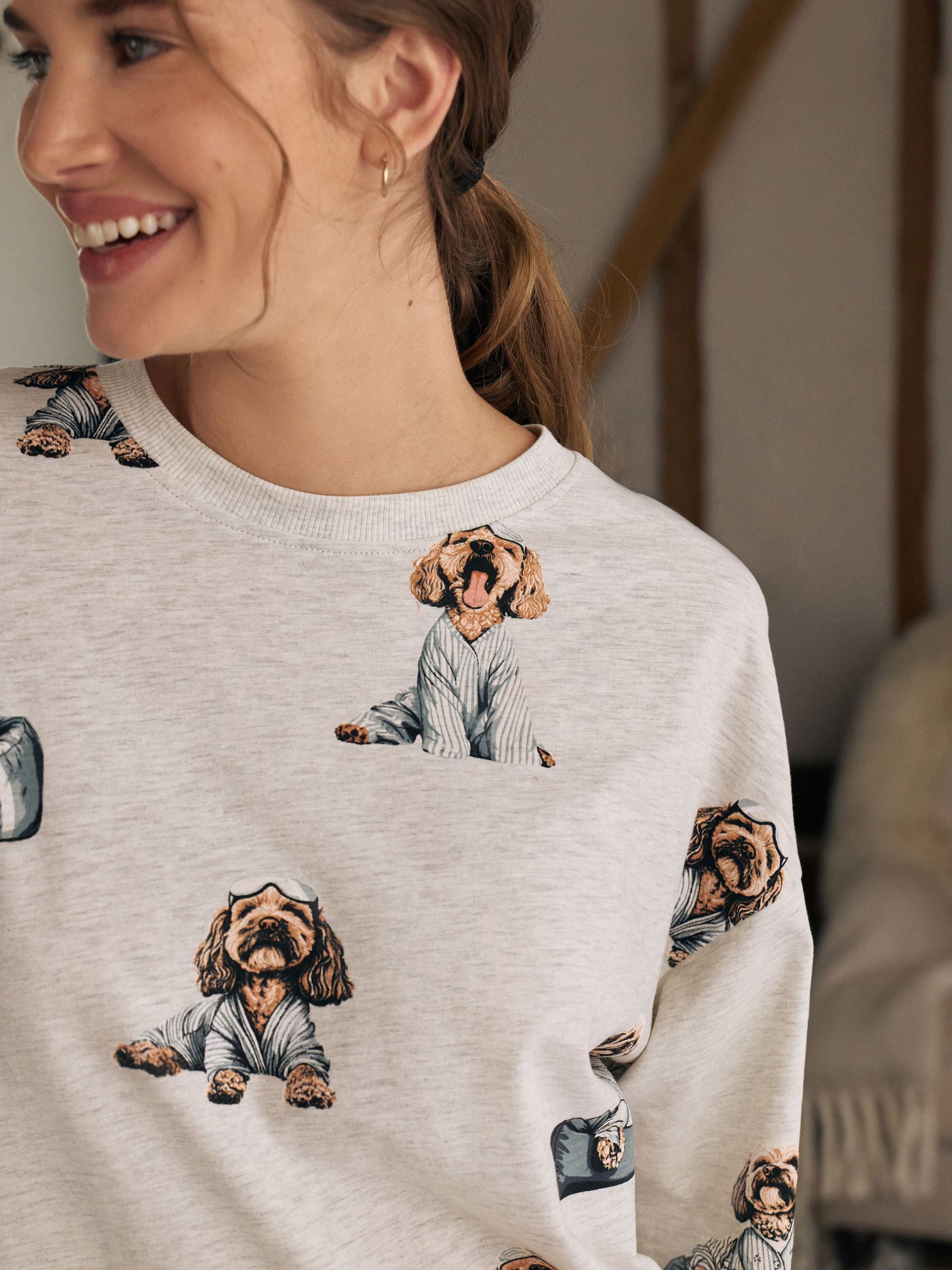 Grijze Charlie the Cockapoo - Katoenen nachthemd