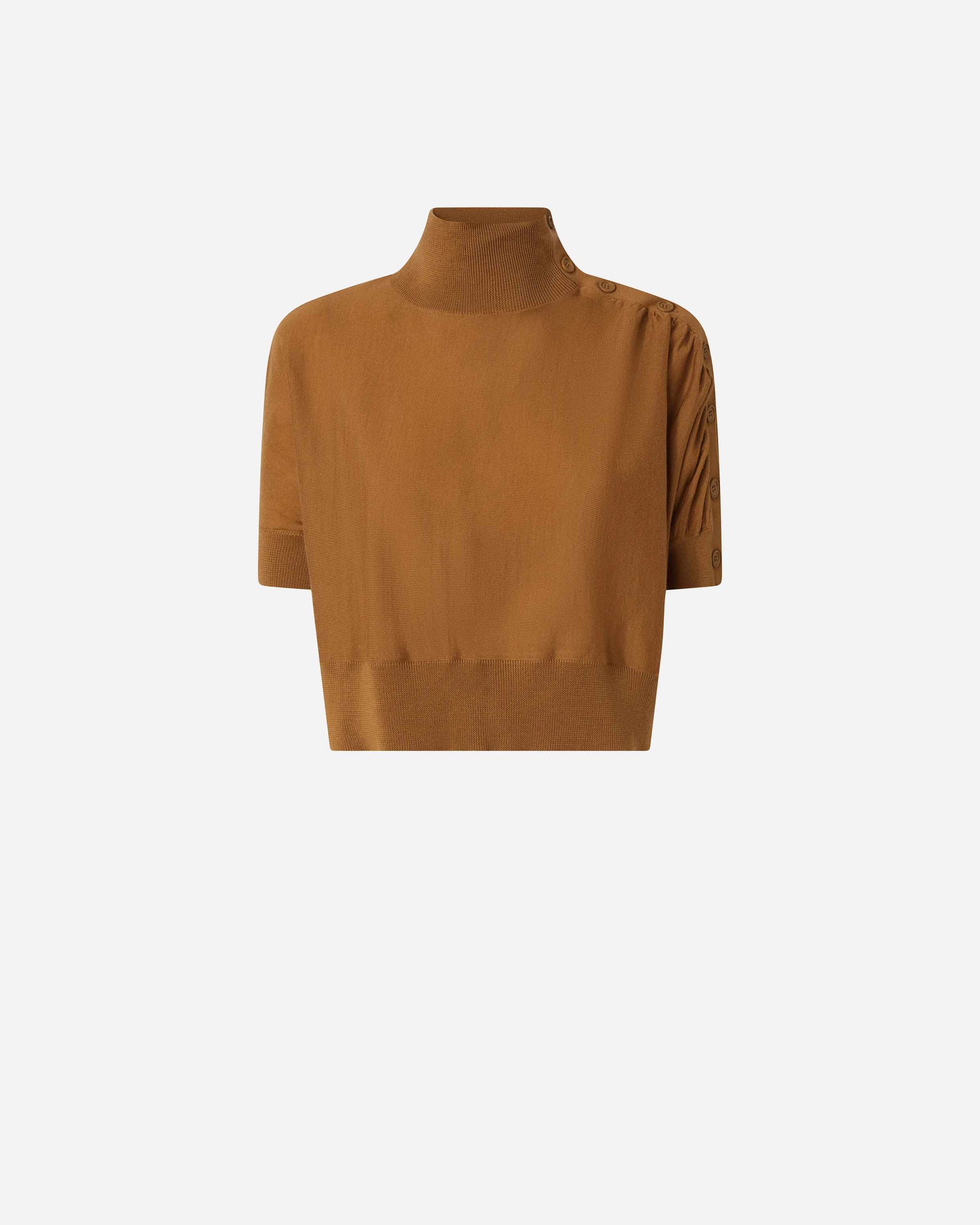 Pull court boutonné à manches mi-longues | Beige