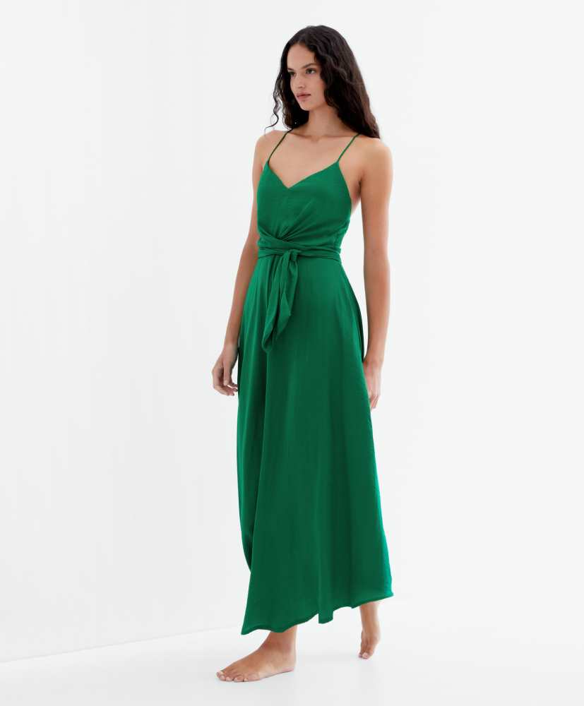 vestido midi tomara que caia de cetim