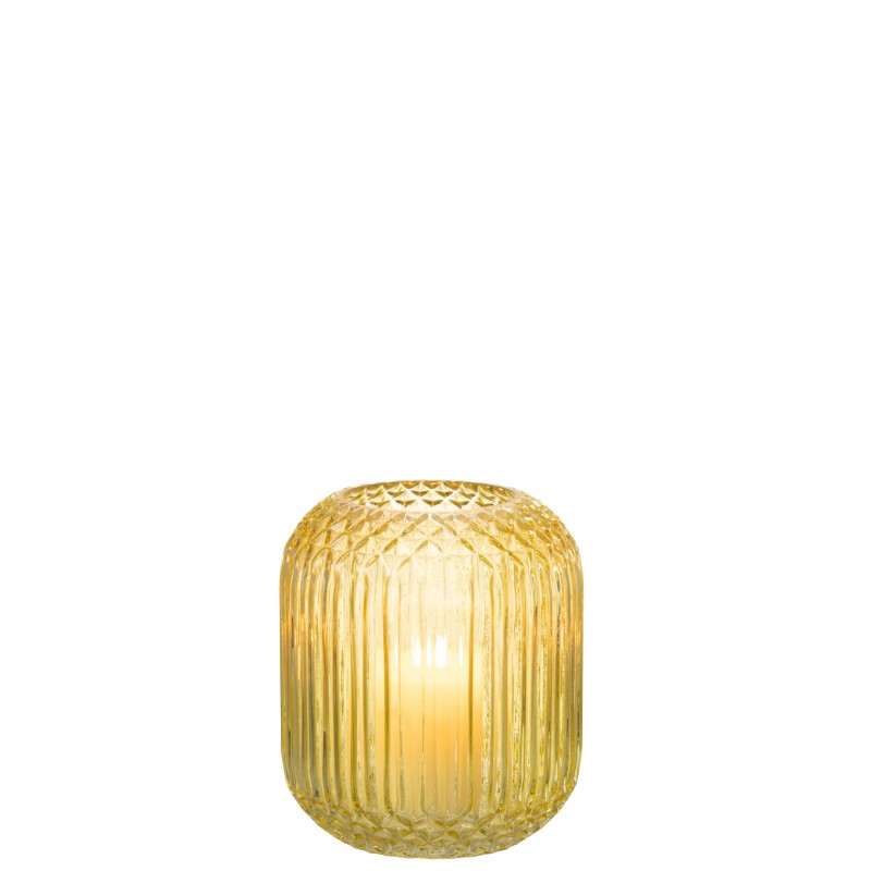 Vase droit en verre jaune l14*l14*h17cm