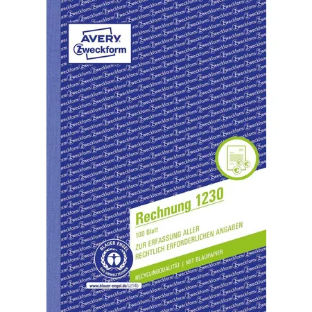 Avery Zweckform 1230 Rechnung, A5, Recycling-Papier, mit Blaupapier, 100 Blatt
