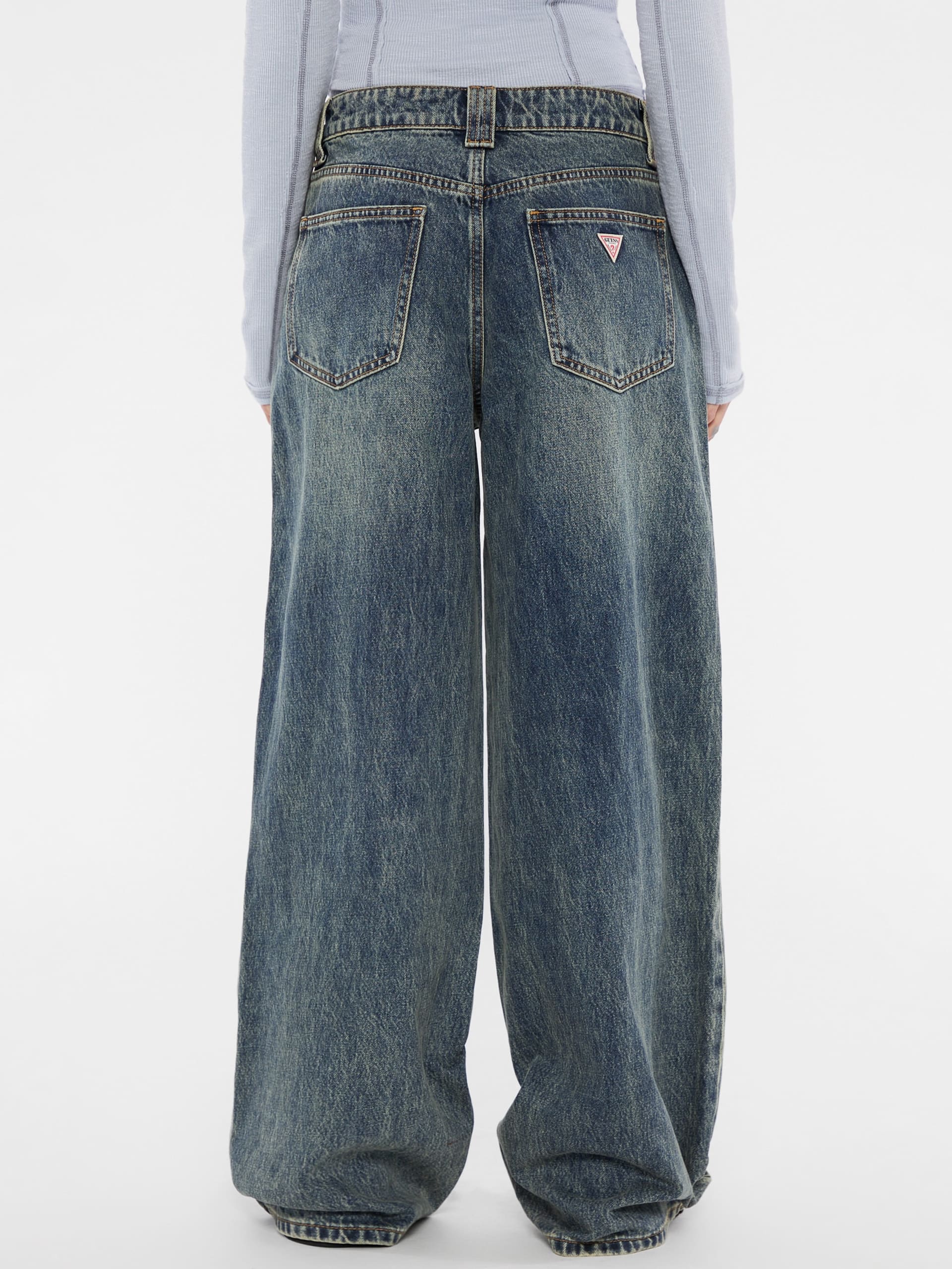 Calça jeans de perna larga com bolsos duplos aplicados da GUESS Originals