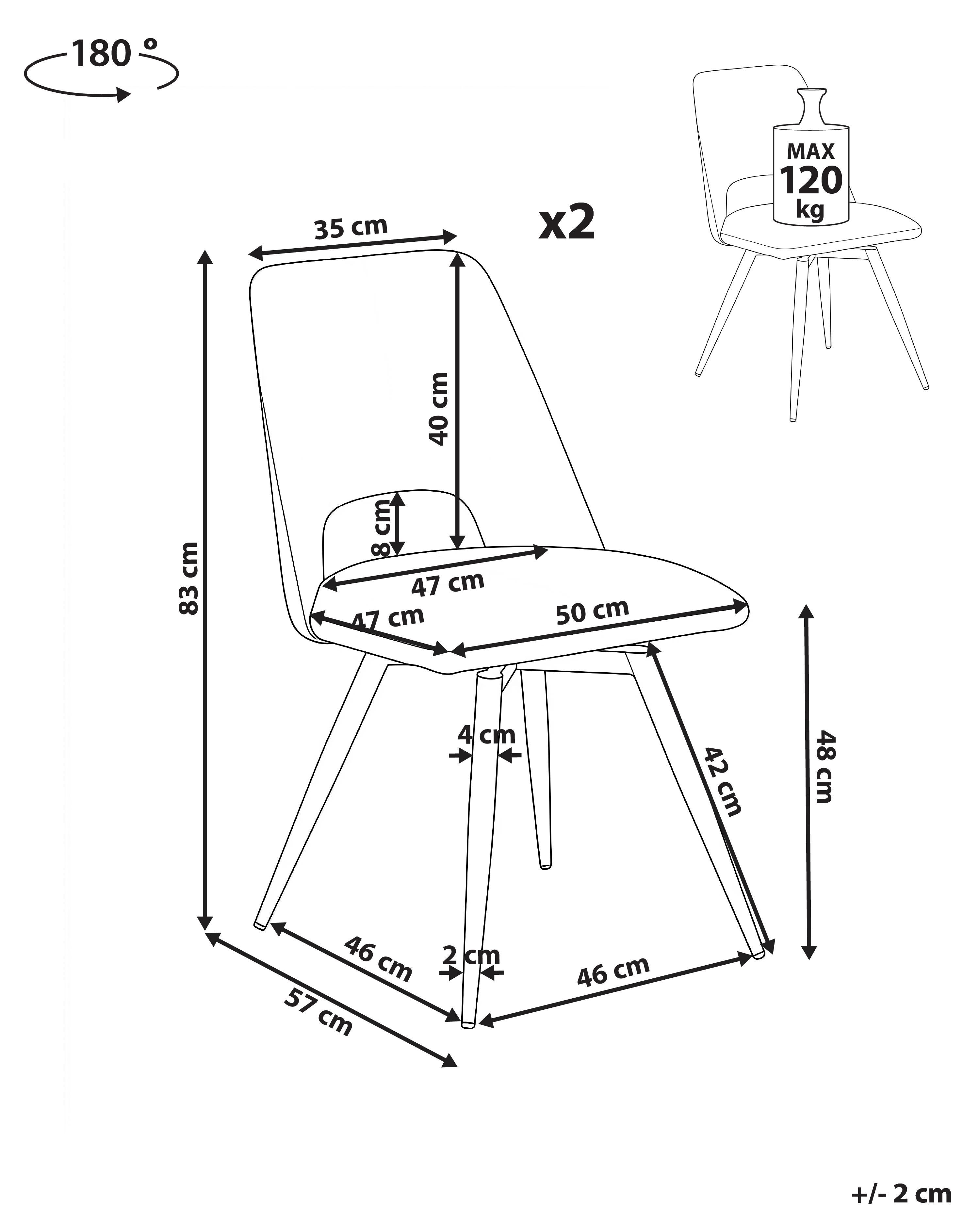Set van 2 eetkamerstoelen draaibaar HALLETT Fluweel Lichtbeige