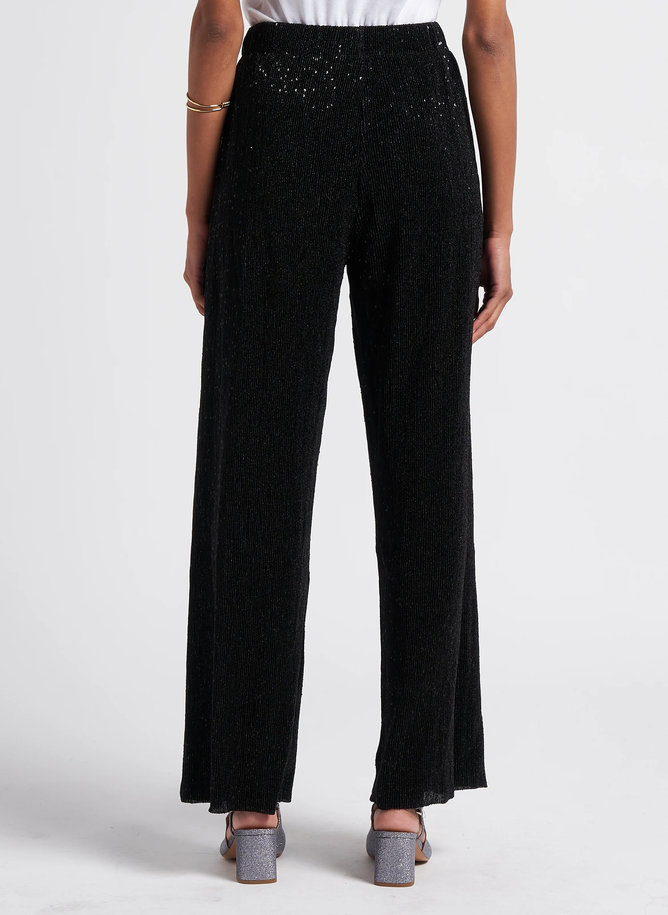 LOCA - Pantalon large à sequins | Noir