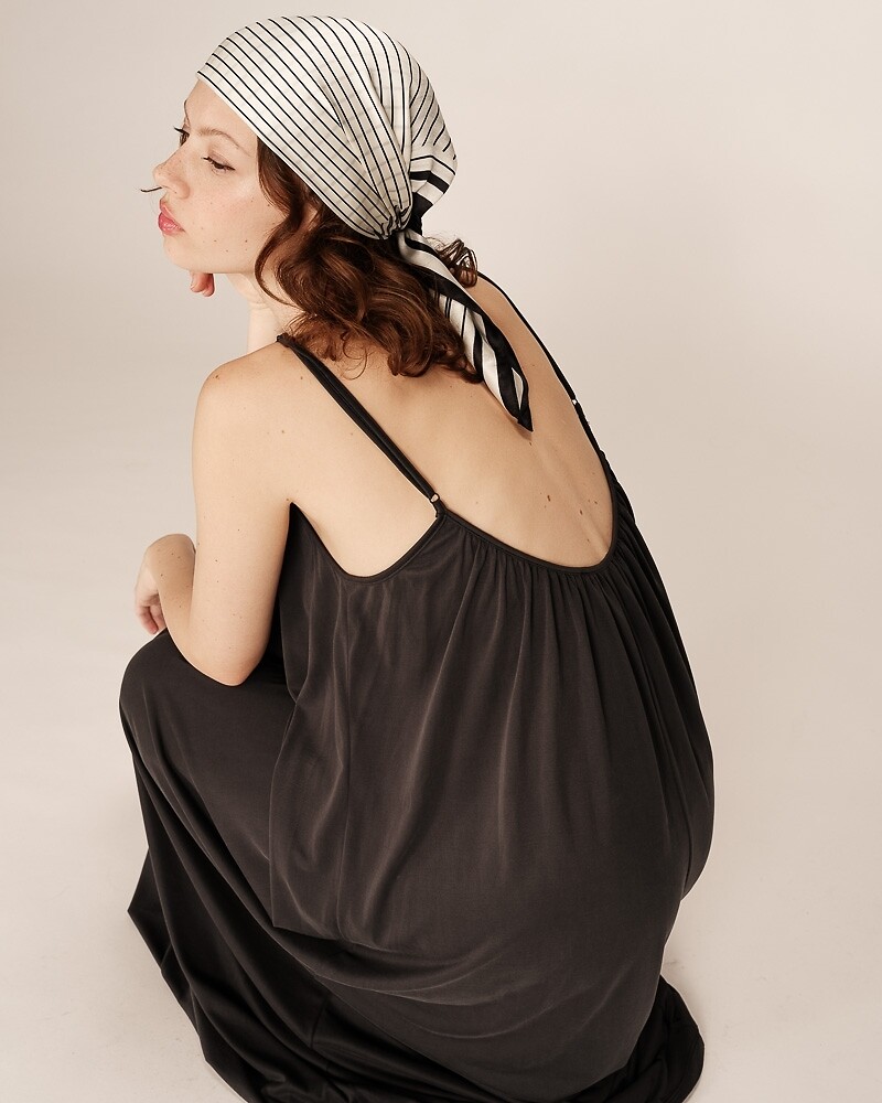 GRACE & MILA<br>Vestido longo e solto em modal, PIVOINE