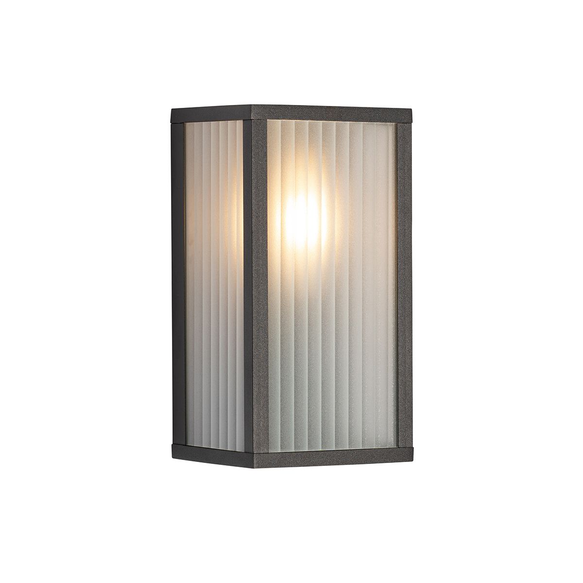 Buiten wandlamp zwart met ribbel glas IP44 - Charlois