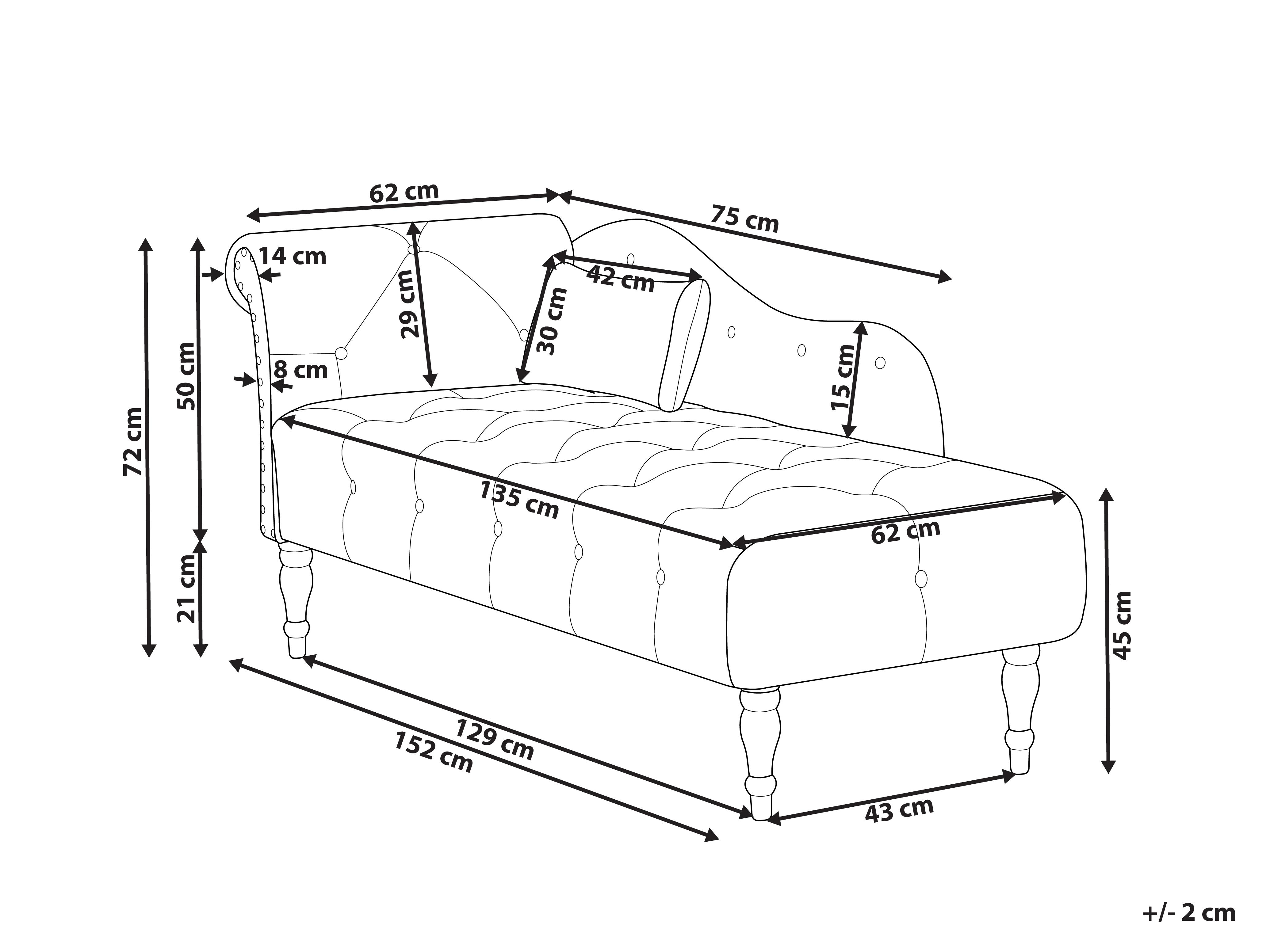 Linkszijdige chaise longue IVRY Fluweel Lichtbeige