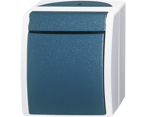 Busch-Jaeger 2621 W-53 Opbouwdrukknop voor vochtige ruimtes IP44, lichtgrijs/blauwgroen Ocean
