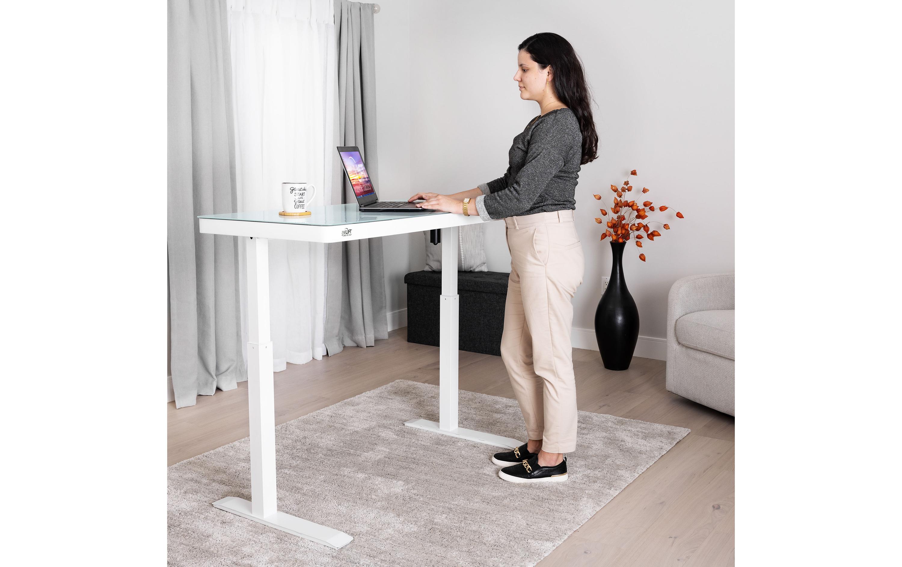 Stehtisch Airlift 1.2 x 0.6 m, Weiss<br>Tischgestell mit Glasplatte