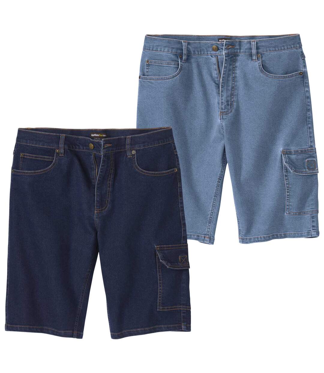 Lot de 2 Bermudas Cargo en Jean Stretch