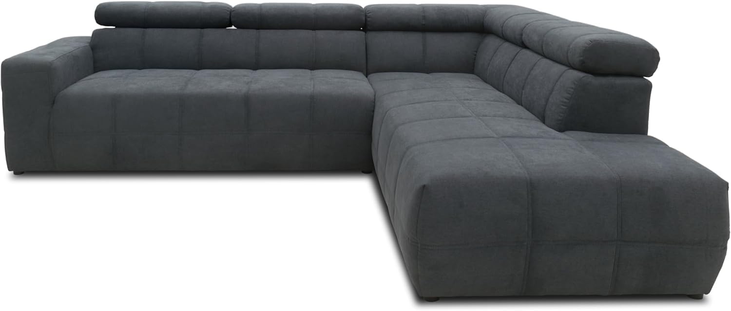 DOMO. collection Ecksofa Brandon, Sofa mit Rückenfunktion in L-Form, Polsterecke, Eckgarnitur Ottomane rechts 275 x 228 x 98 cm (BxTxH), dunkelgrau
