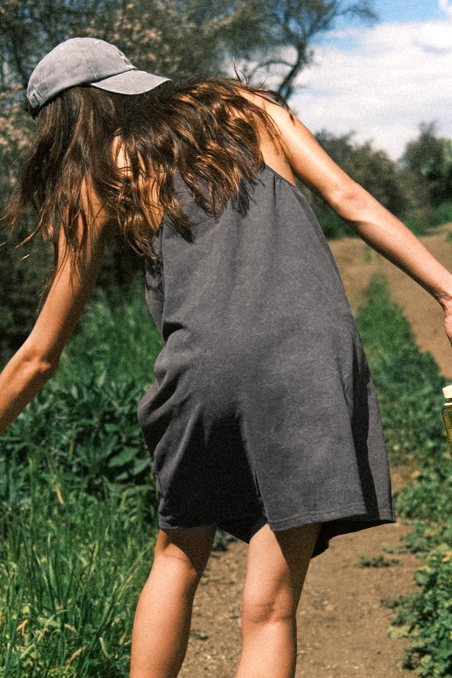 Robe mini à poches plaquées gris fumé