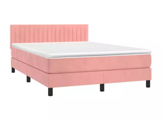 Sommier tapissier avec matelas et LED Rose 140x200 cm Velours