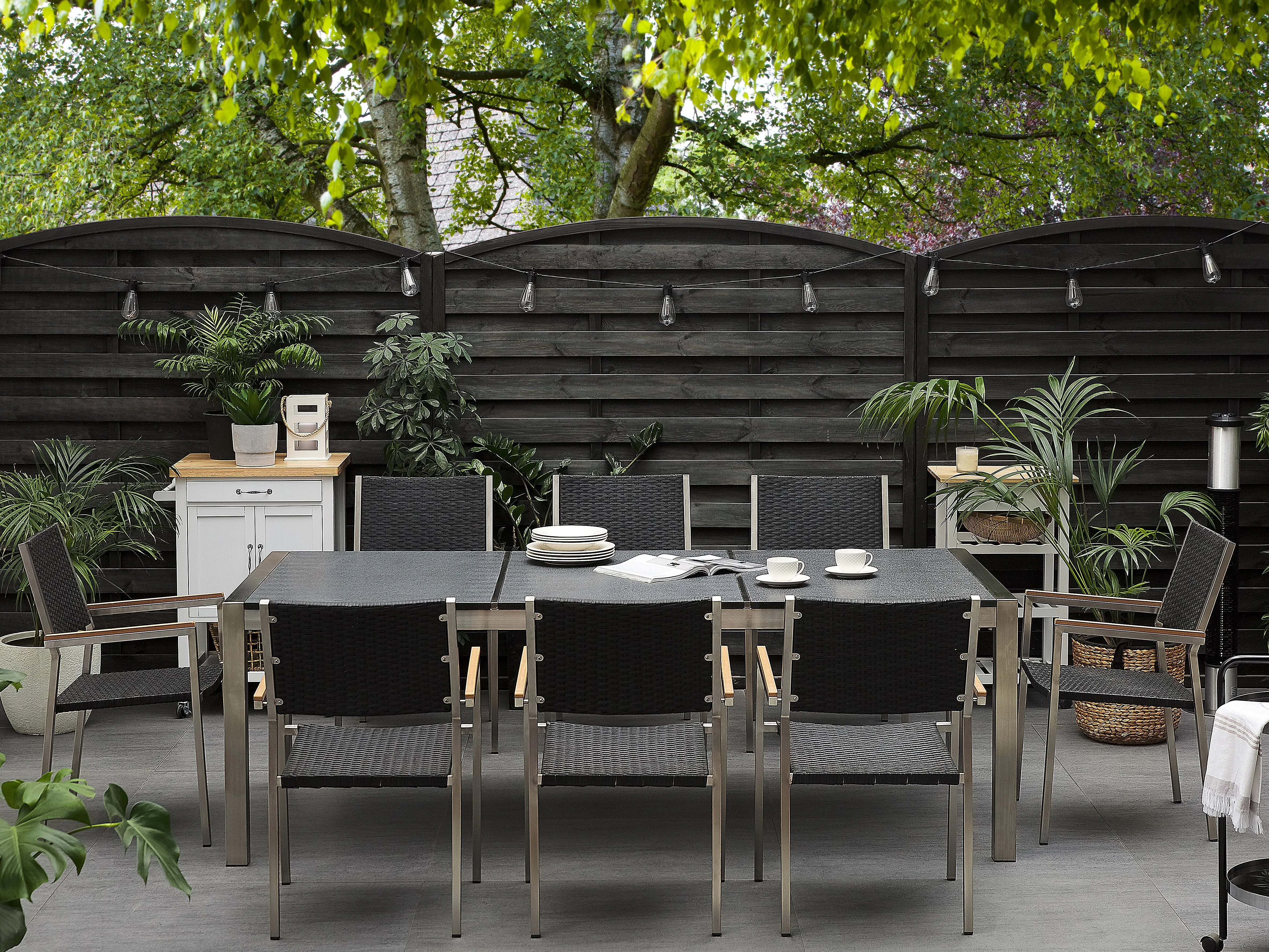 Tuin eettafel GROSSETO 220 cm 100 cm Gevlamd Graniet Grafietgrijs