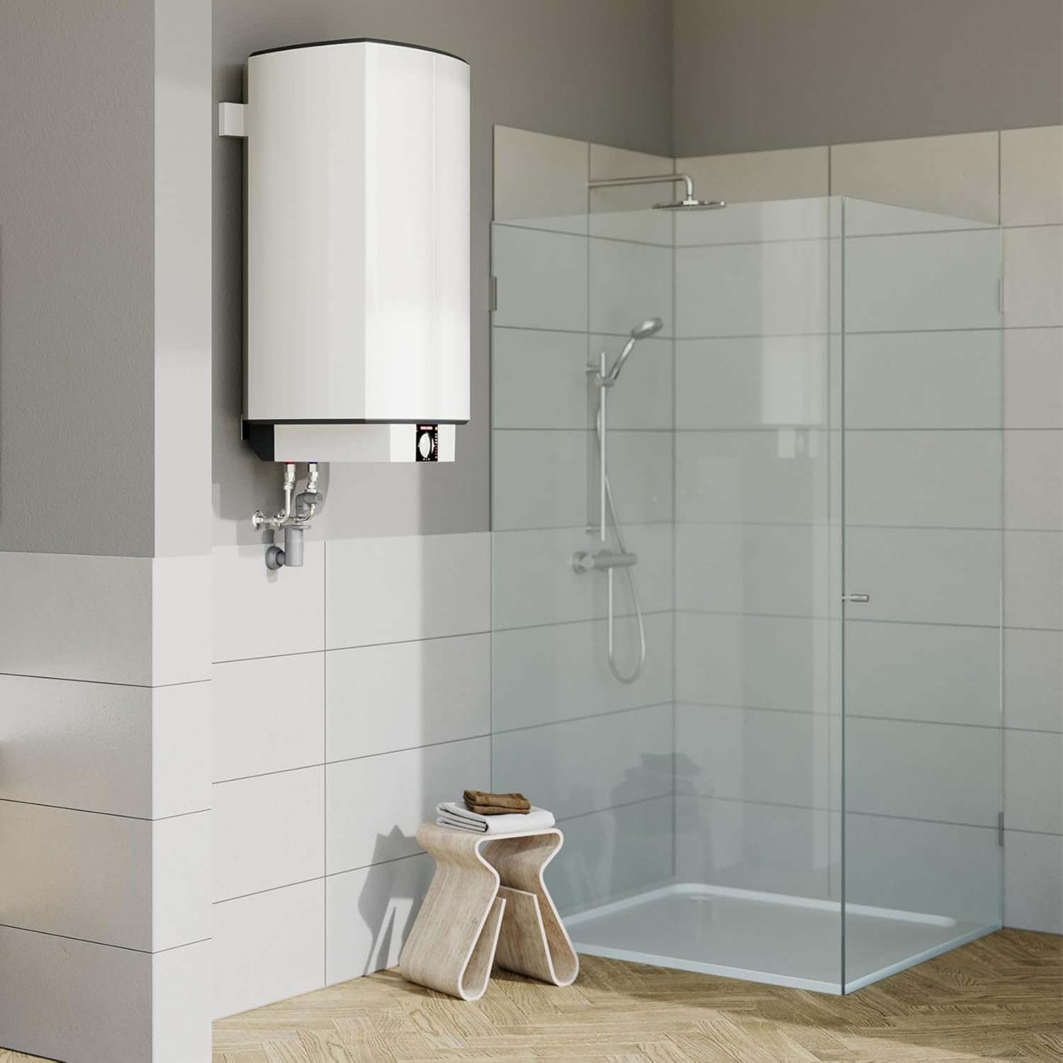 STIEBEL ELTRON Wandspeicher SH 80 S, Warmwasserspeicher 80 Liter, druckfest, stufenlose Temperatureinstellung von 35-82 °C, LED-Leuchtfelder, einstellbare Temperaturbegrenzung, 073049