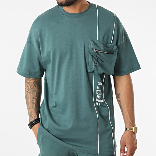 Ensemble Tee Shirt Oversize Short Jogging Y258UST Vert