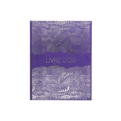 Exacompta Japan - Livre d'or - 270 x 220 mm - 50 feuilles / 100 pages - papier blanc - impressions japonaises - couverture violette - carton recouvert de papier
