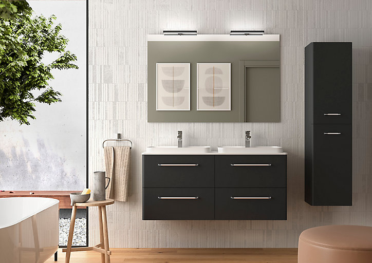Colonne de salle de bains à suspendre Cygnus bath Teha H. 140 cm noir mat