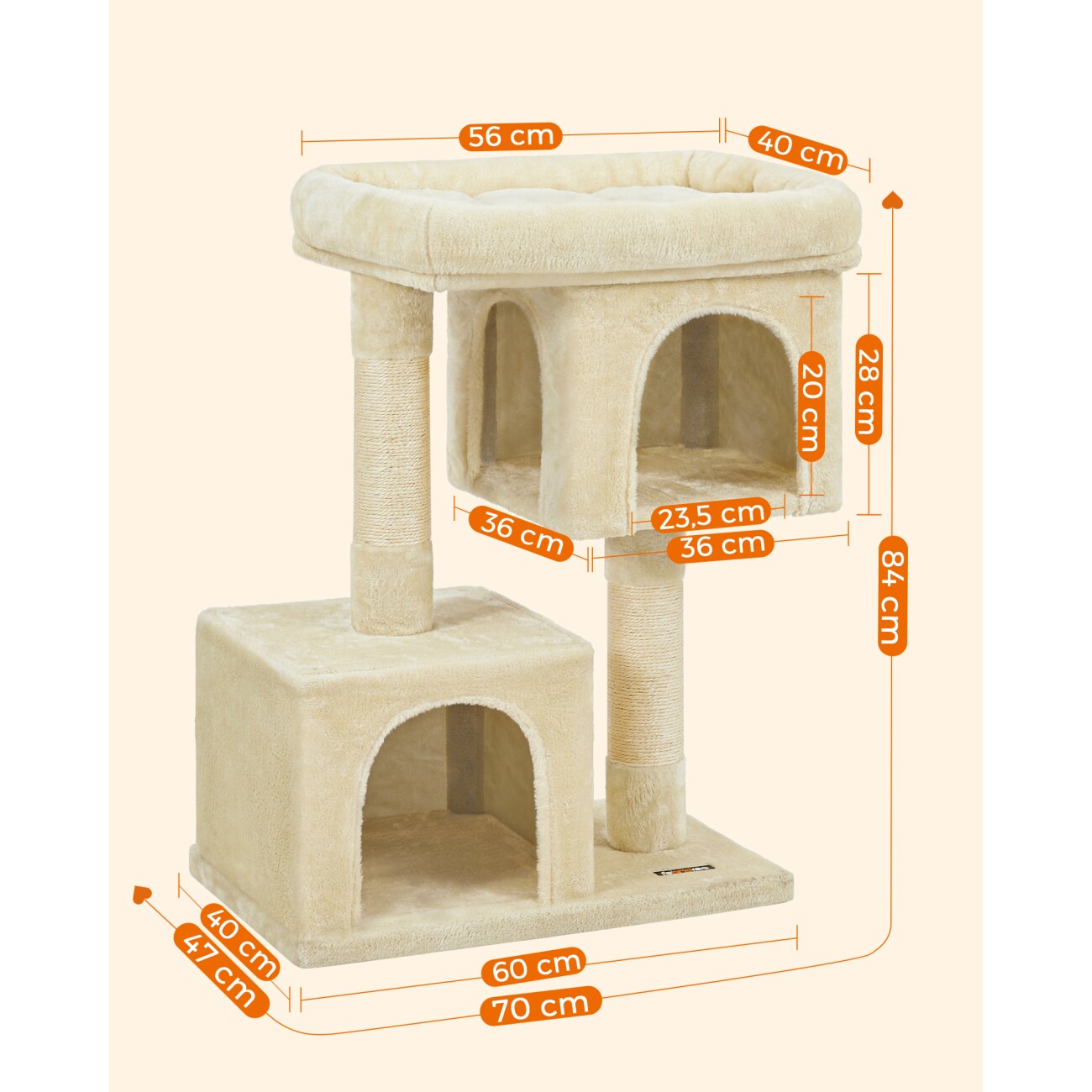 FEANDREA Kratzbaum 84cm große Plattform beige