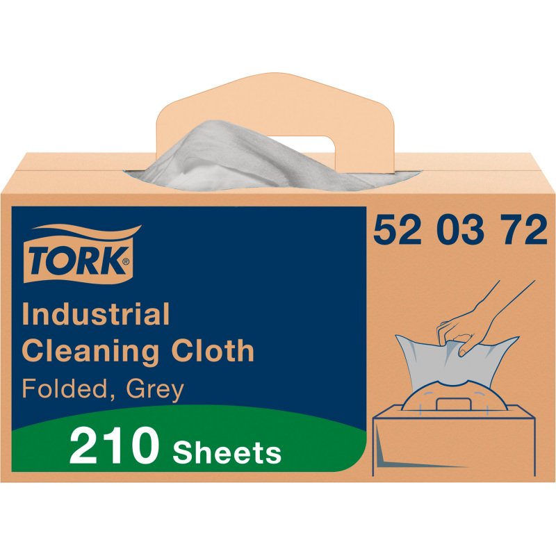 Chiffons de nettoyage Industriel gris W7, distribution feuille à feuille, boîte de 210 chiffons, Tork